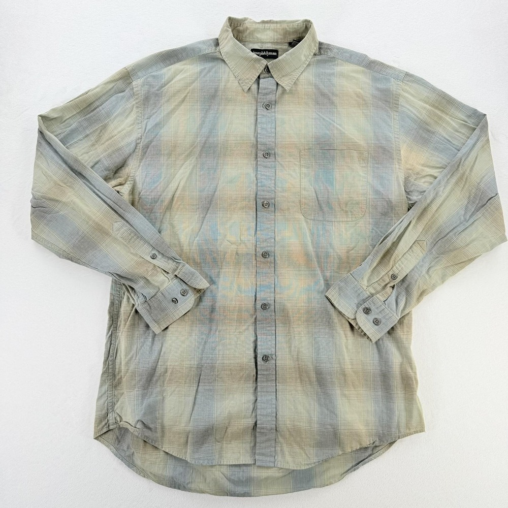 Joseph & Lyman Shirt Mens Large Green Plaid Long Sleeve Button Up Casual Cotton